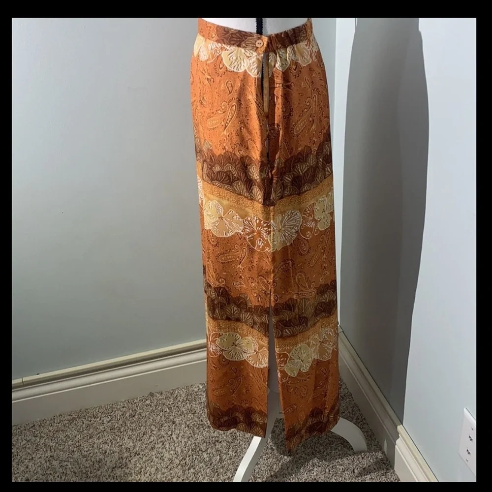 💯% Silk Vintage Chic Paisley Maxi Skirt in Brown and Cream